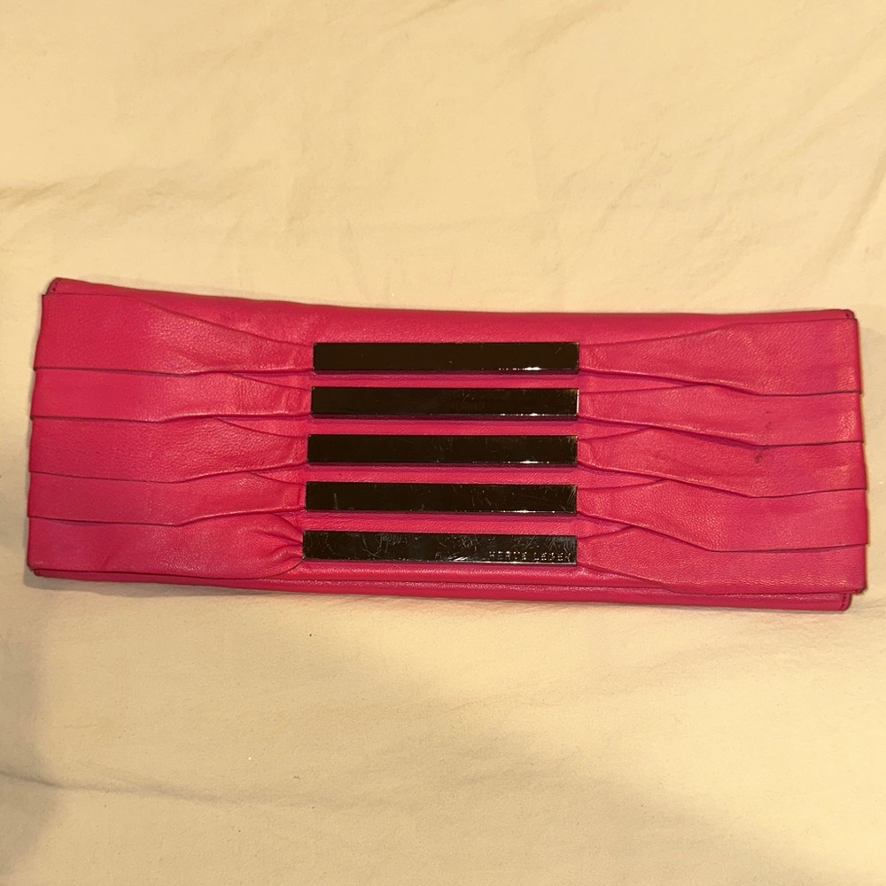 Herve Leger Pink and Tan Clutch